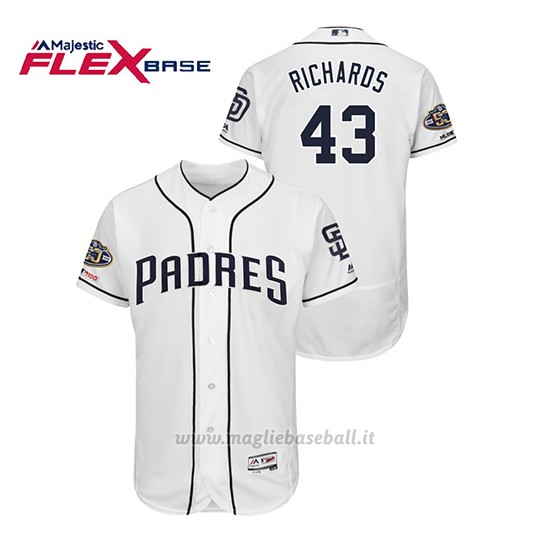 Maglia Baseball Uomo San Diego Padres Garrett Richards 150th Aniversario Patch Flex Base Bianco